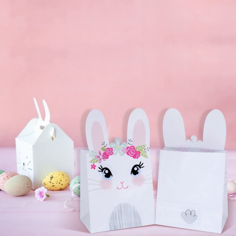 WEEPA 20 Pack Easter Bunny Gift Bags for Easter Cute Bunny Paper Treat Bag Party Favor Gift Candy Bags for Birthday - Image 5